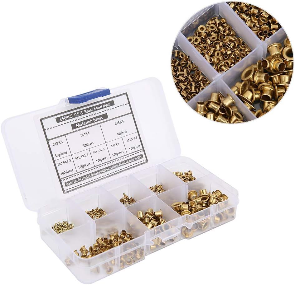 Brass Eyelets Rivets Kit, Lightweight and Durable, for Shoes Hats Shirts Belts Backpacks, Easy to Carry and Organize Hollow Metal Buttonhole Classification Hardware Accessories