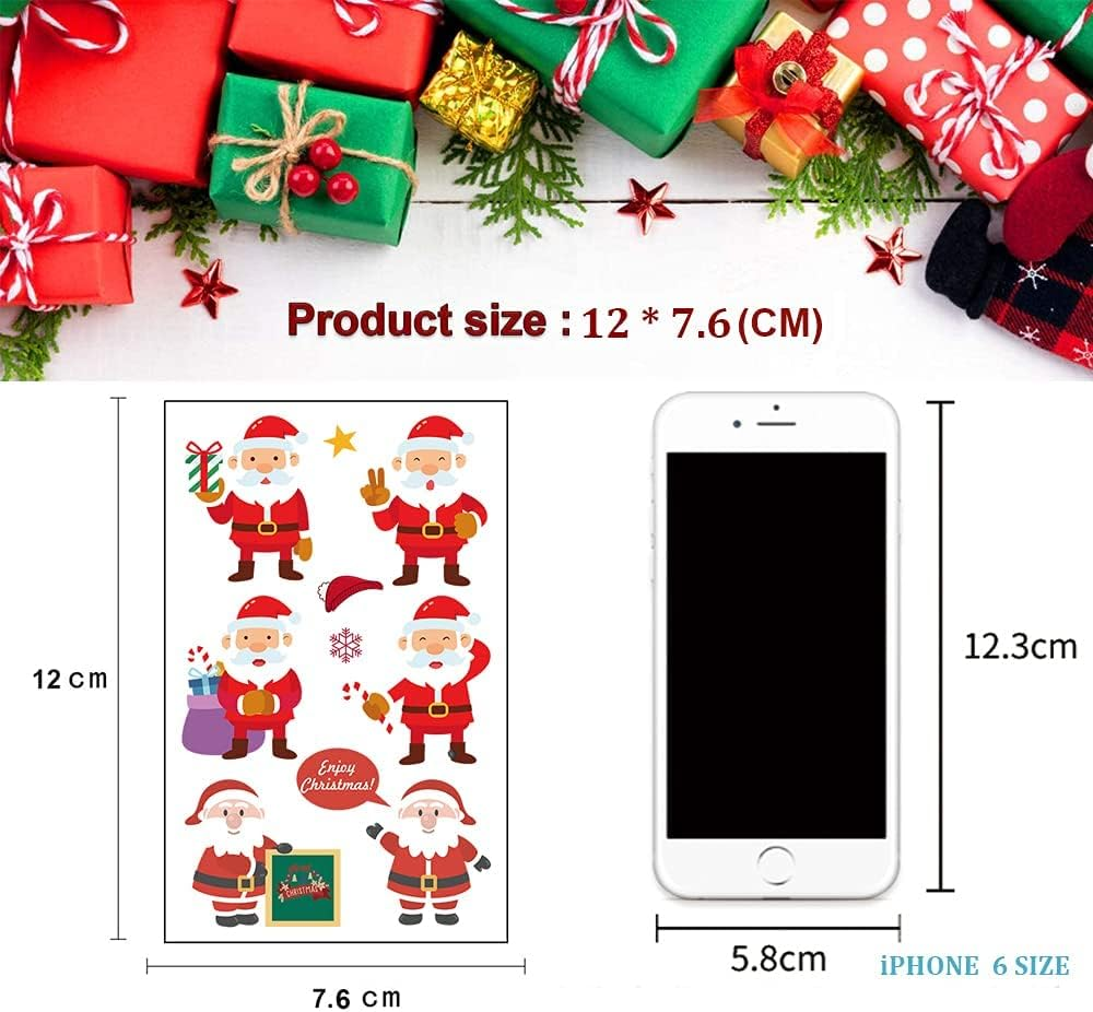 Temporary Tattoo for Kids Adults, 210 PCS Xmas Waterproof Body Stickers, Face Fake Tattoos Kit, Cute Tattoo Decorations, Birthday Party Favor Supplies Decor for Boys Girls Children Holiday Christmas image number 6