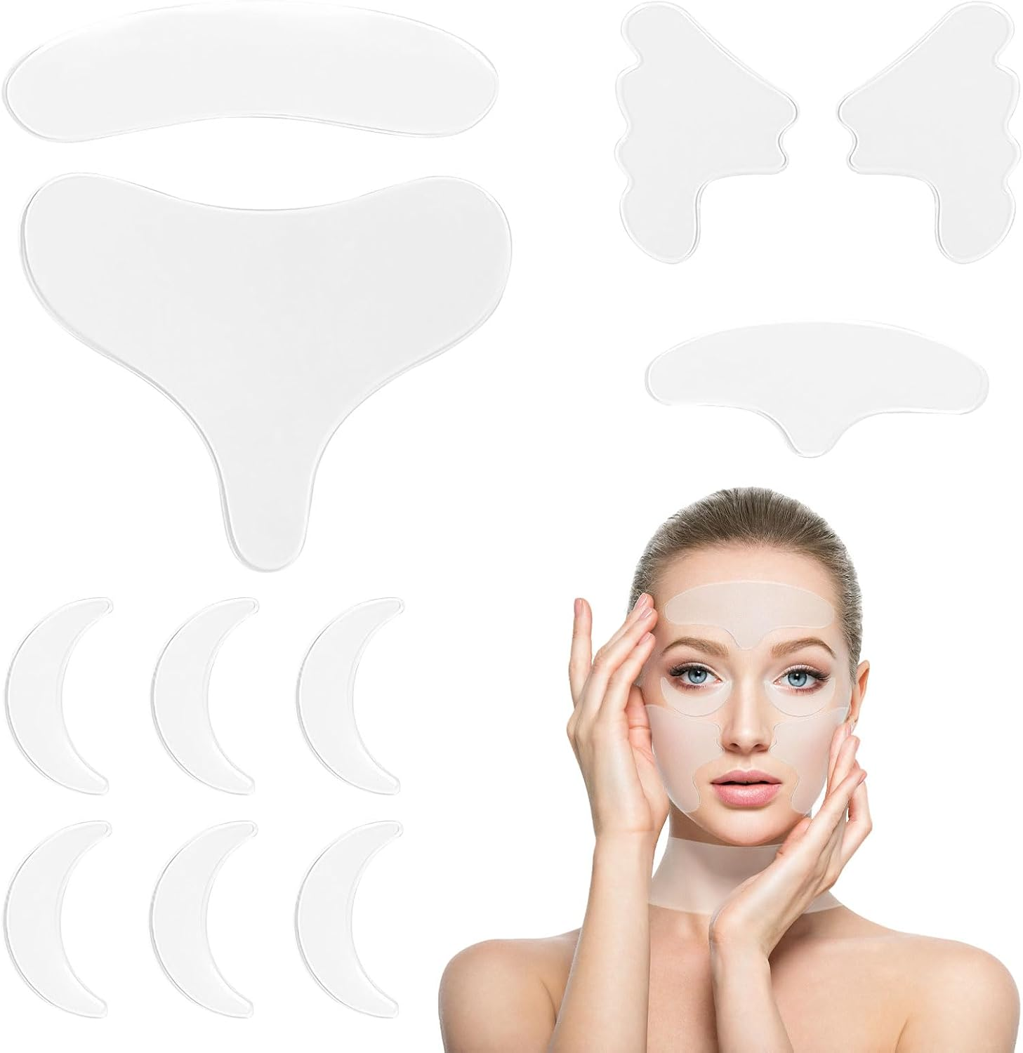 Silicone Wrinkle Patches, Face Tape for Wrinkles, Reusable Silicone Patches for Face/Chest/Neck, anti Wrinkle Patches for Face Overnight Prevention, anti Wrinkle Pads for Wrinkles and Fine Lines image number 3