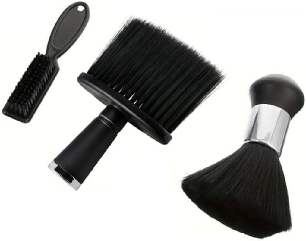 FUNNTY 3 Pcs Neck Duster Barber Brush Set, Black Barber Brush Neck Duster, Soft Hair Brush Neck Duster Hairdressing Hair Cutting Cleaning Brush Set for Men image number 4