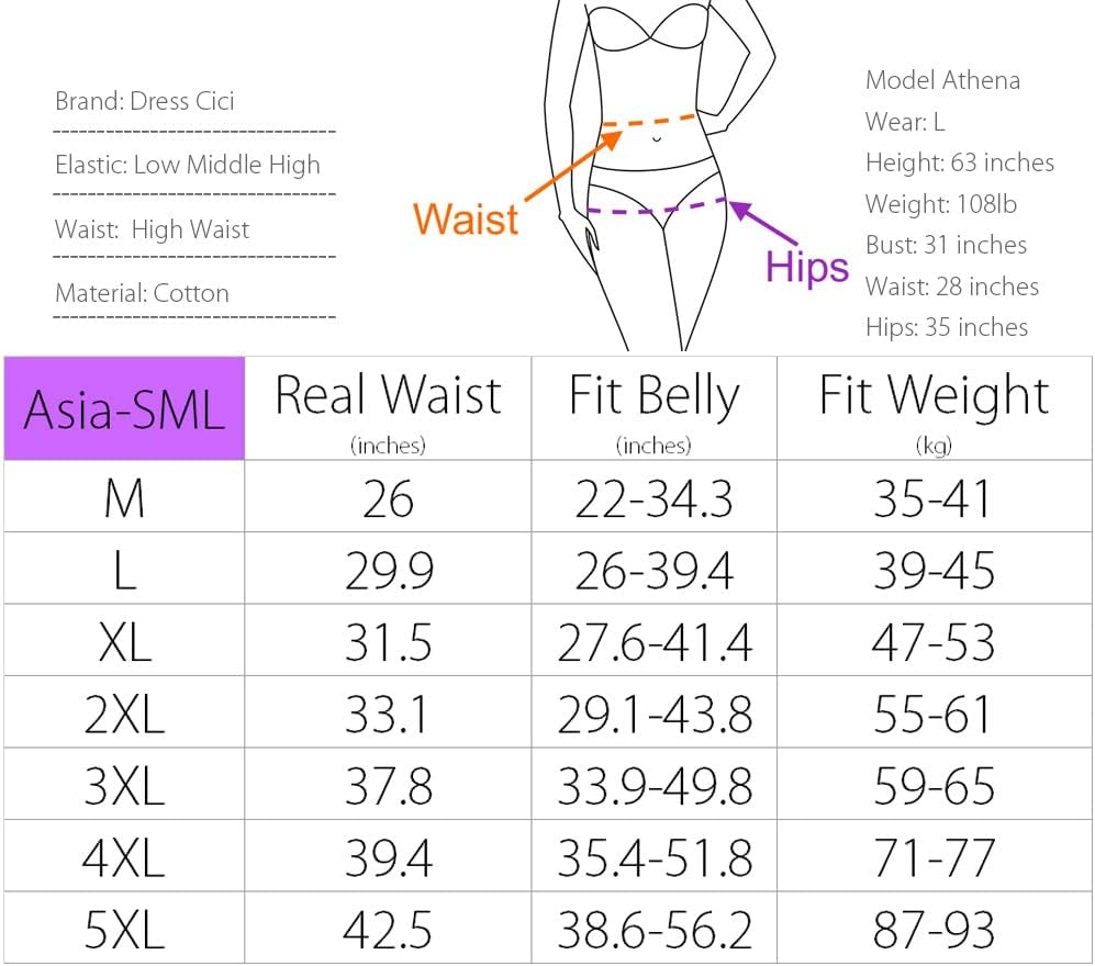 Dress Cici High Waist Women Panties Cotton Maternity Briefs Lace Trim, 4 Pack image number 4