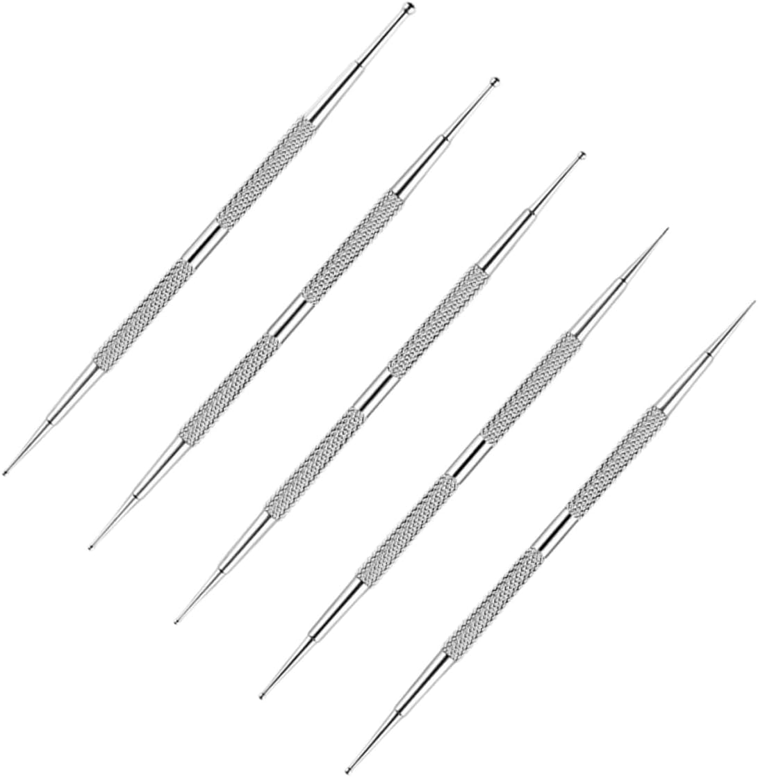 GAXIRE 5PCS Stainless Steel Nail Dotting Pens Dual Ended Manicure Tools for Rhinestones Painting Embossing and DIY Nail Art Design Portable and Durable Set image number 2