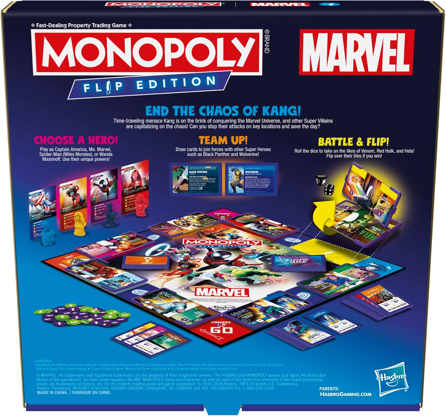 Monopoly Flip Edition: Marvel Board Game | Ages 8 and up | 2 to 4 Players | Family Board Games for Kids, Teens, and Adults image number 5