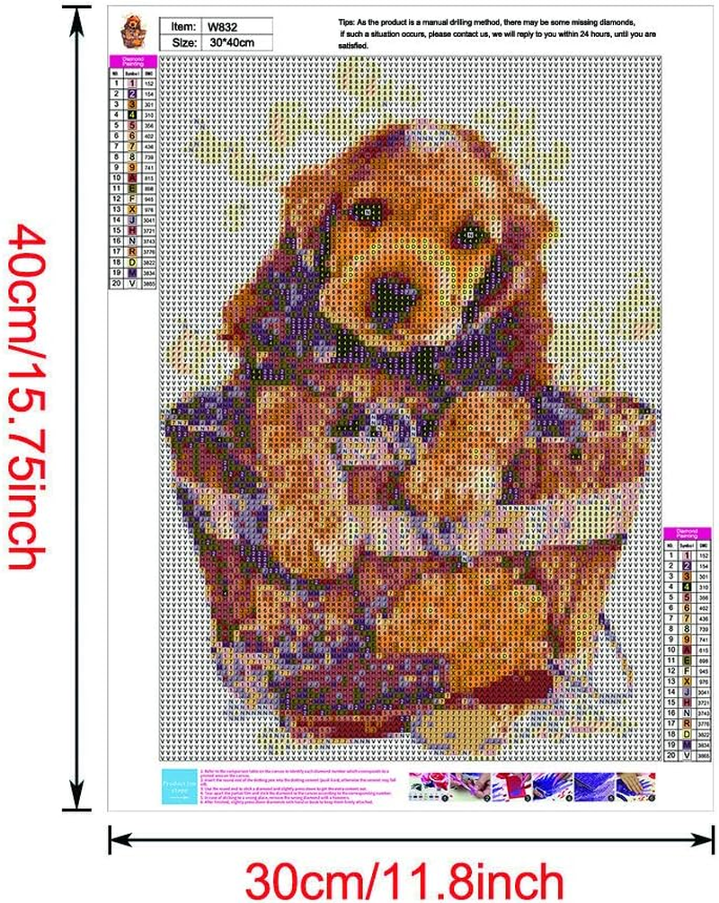 WOWDECOR 5D Diamond Painting Kits, Cocker Spaniel Dog Bathing Full Drill DIY Diamond Art Cross Stitch Paint by Numbers image number 6