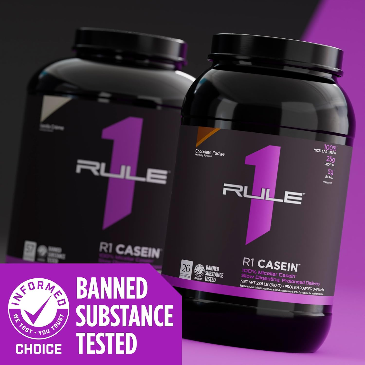 Rule1 R1 Casein Powder 891 G, Vanilla Creme (27 Servings) image number 3