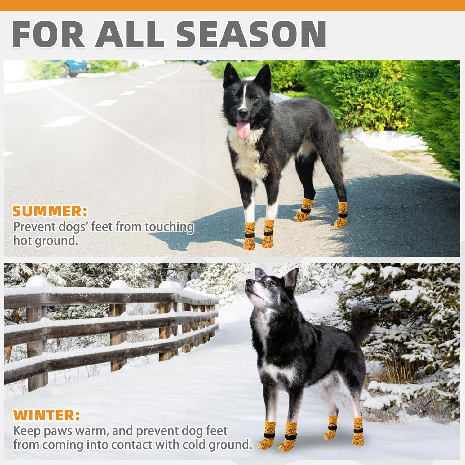 KOOLTAIL anti Slip Dog Socks for Hot/Cold Pavement to Prevent Licking Paws, Dog Boots&Paw Protector with Grip for Hardwood Floors, Halloween Thanksgiving Traction Booties for Small Medium Large Dogs L image number 4