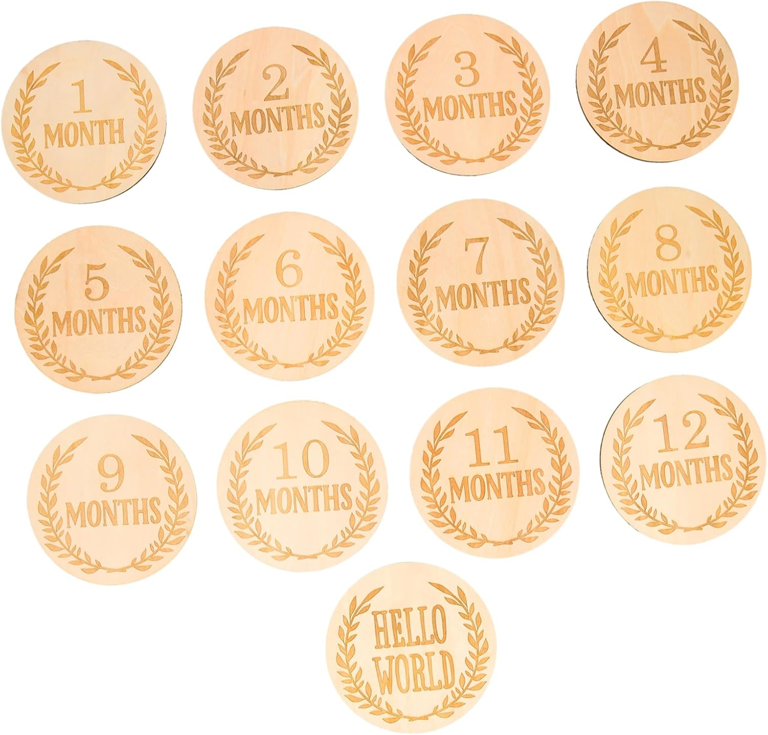 13Pcs Memorial Milestone Cards Wooden Sign for Monthly Milestones Welcome Photo Props image number 6