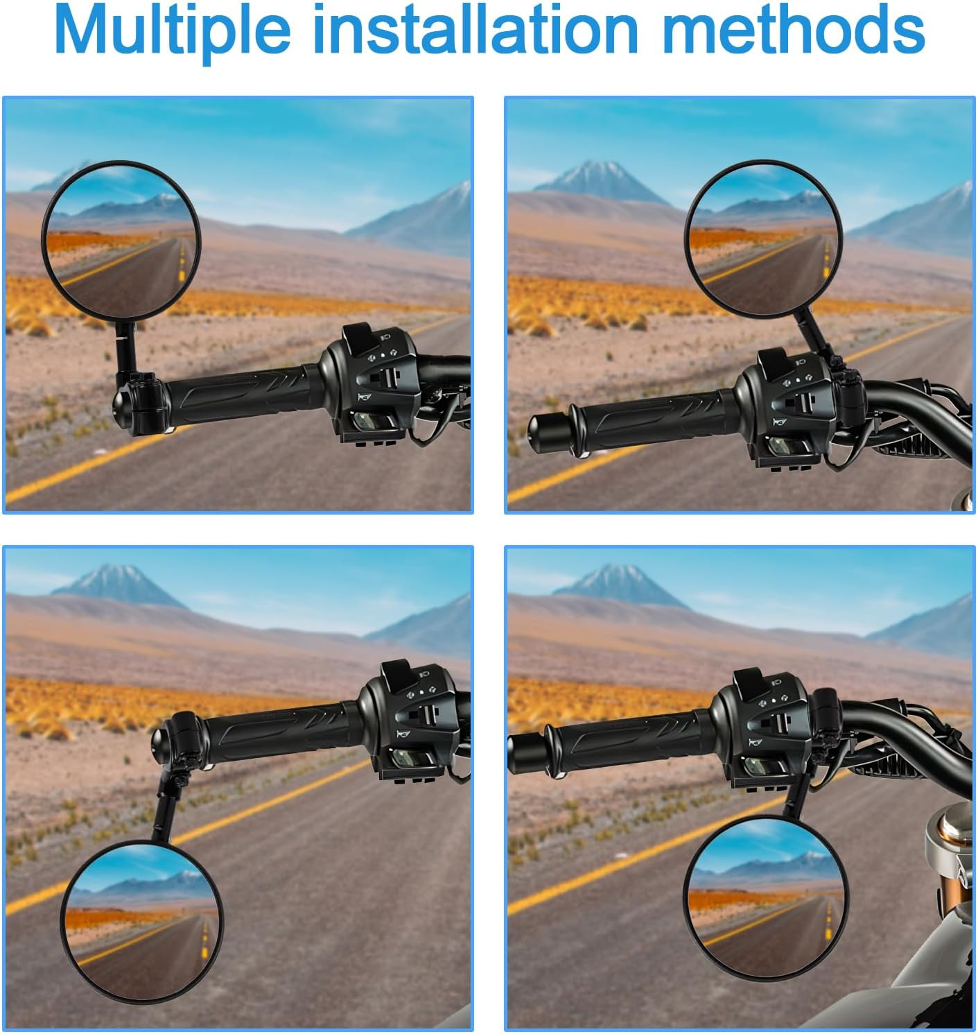 Motorcycle Mirrors Universal, Bar End Mirrors Motorcycle, E24 Certified, 360&deg; Rotatable, Fits Handlebar Diameters from 22Mm and 25.4Mm, Fits Most Motorcycles, Bicycles, ATV (Style B) image number 5
