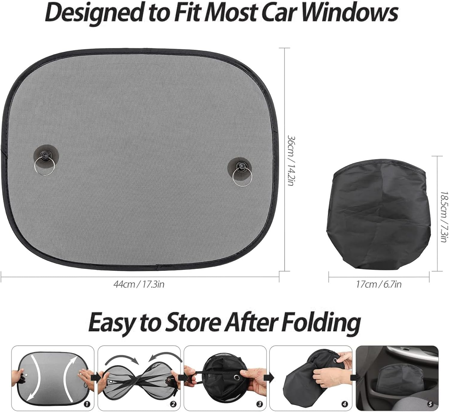 2PCS Car Window Shades for Baby, Car Sun Shade for Baby, Breathable Car Window Shade Screen, Sun Shades for Car Windows UV Protection for Kids and Infants image number 2