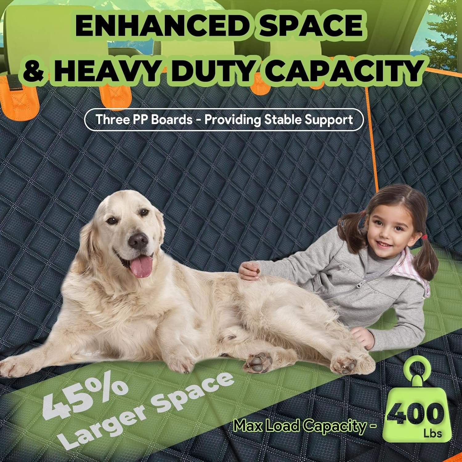 INSMEER Dog Car Seat Cover with Door Protectors, Dog Seat Cover Hard Bottom for Traveling and Camping with Pets, Dog Car Hammock Waterproof and Scratch-Resistant, Suitable for Cars image number 3