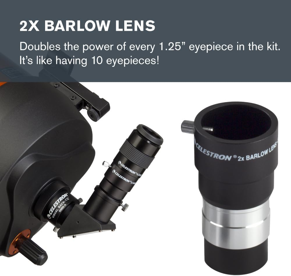 Celestron 94303 1.25 Inch Eyepiece & Filter Kit - Includes 14 Pieces in Metal Foam-Lined Carry Case, Silver image number 3