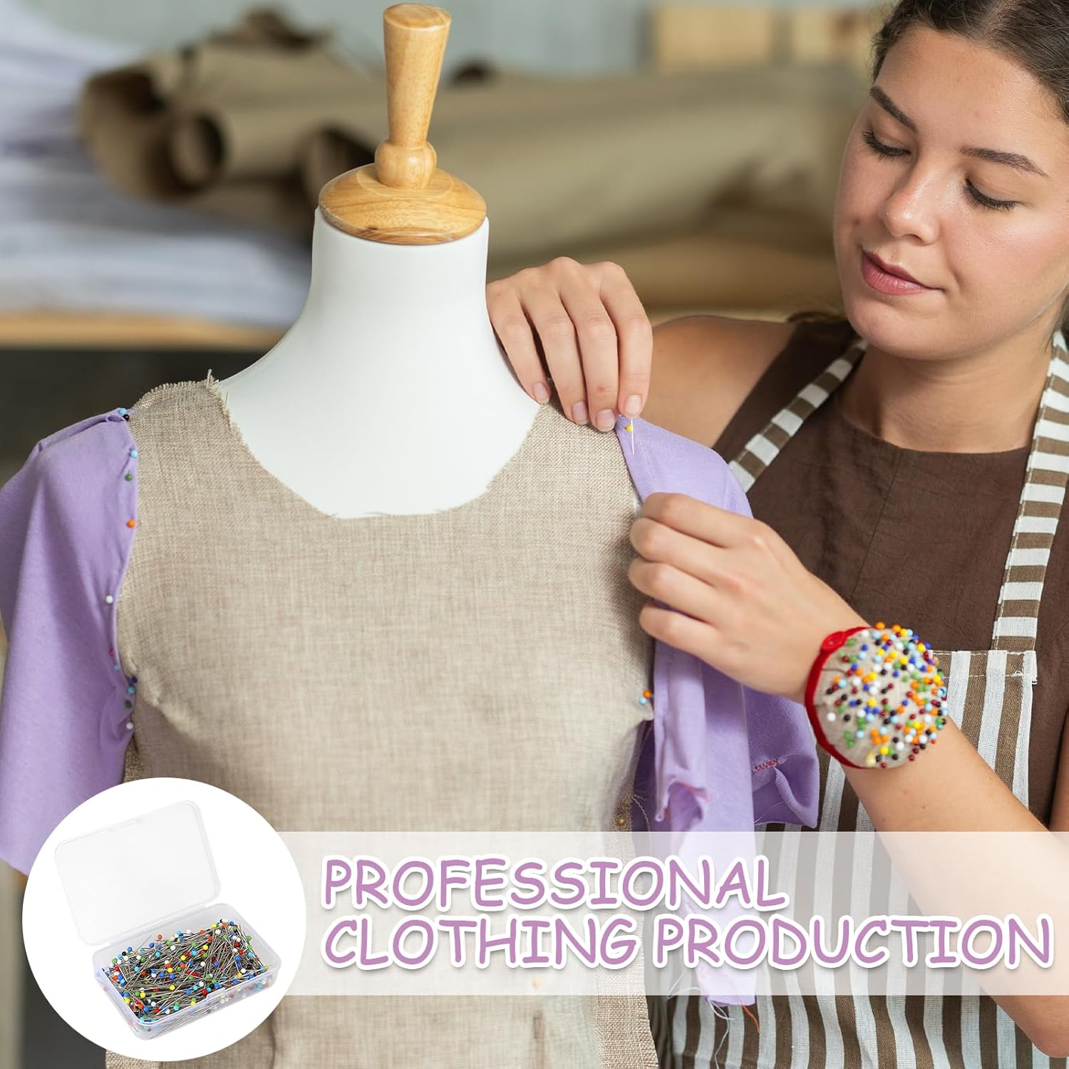 Ozessence 500 Pcs Sewing Pins for Fabric, 3.8Cm Stainless Steel Multicolor Sewing Pins for Quilting Crafting Fabric & DIY Decoration for Tailor Handicraft Enthusiasts image number 1