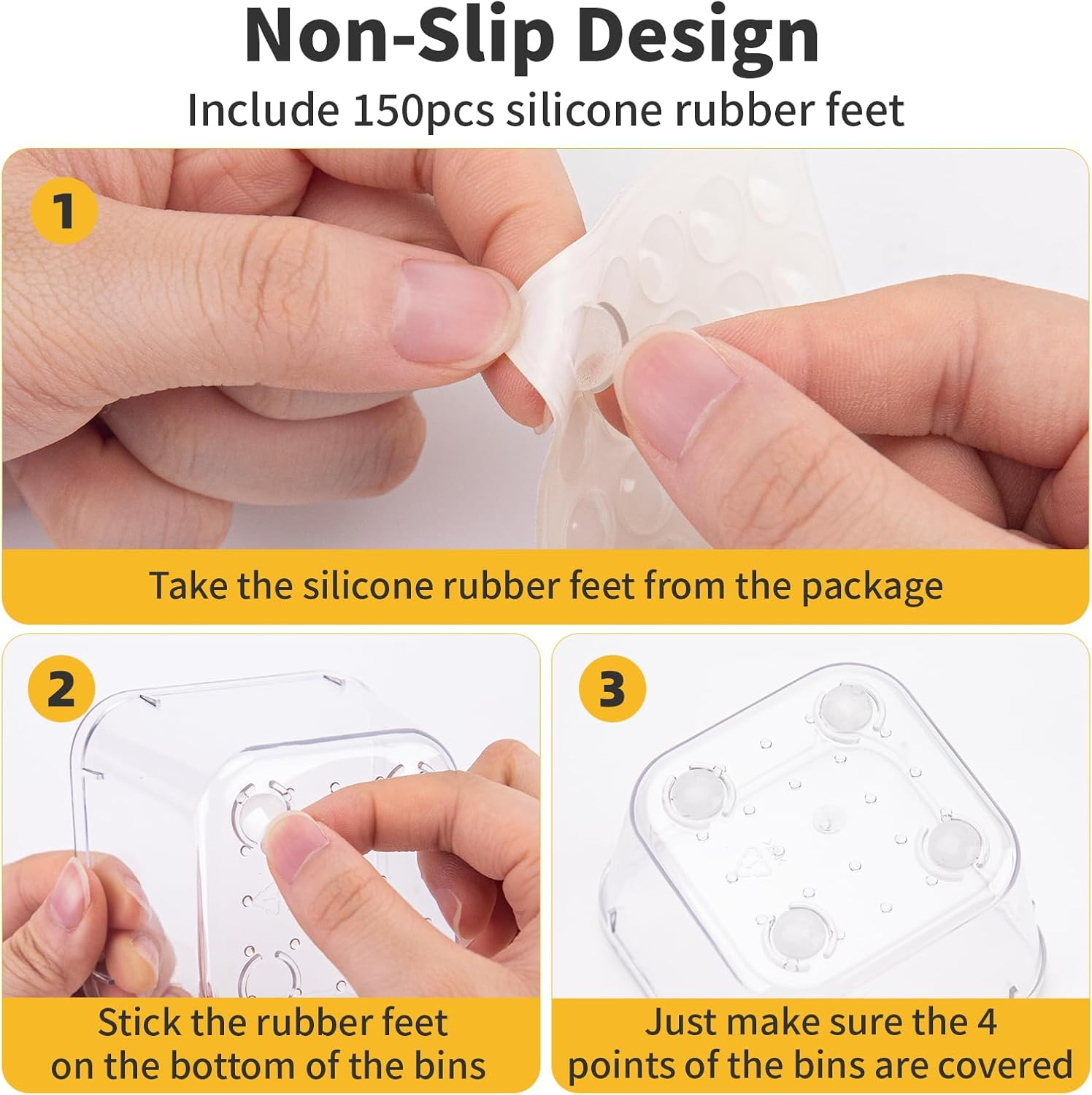 Aubeco 37 Pcs Clear Plastic Drawer Organisers, 4 Sizes Acrylic Storage Box, Non-Slip Desk Container for Makeup, Bathroom, Office, Kitchen, Bedroom, Jewelry image number 5