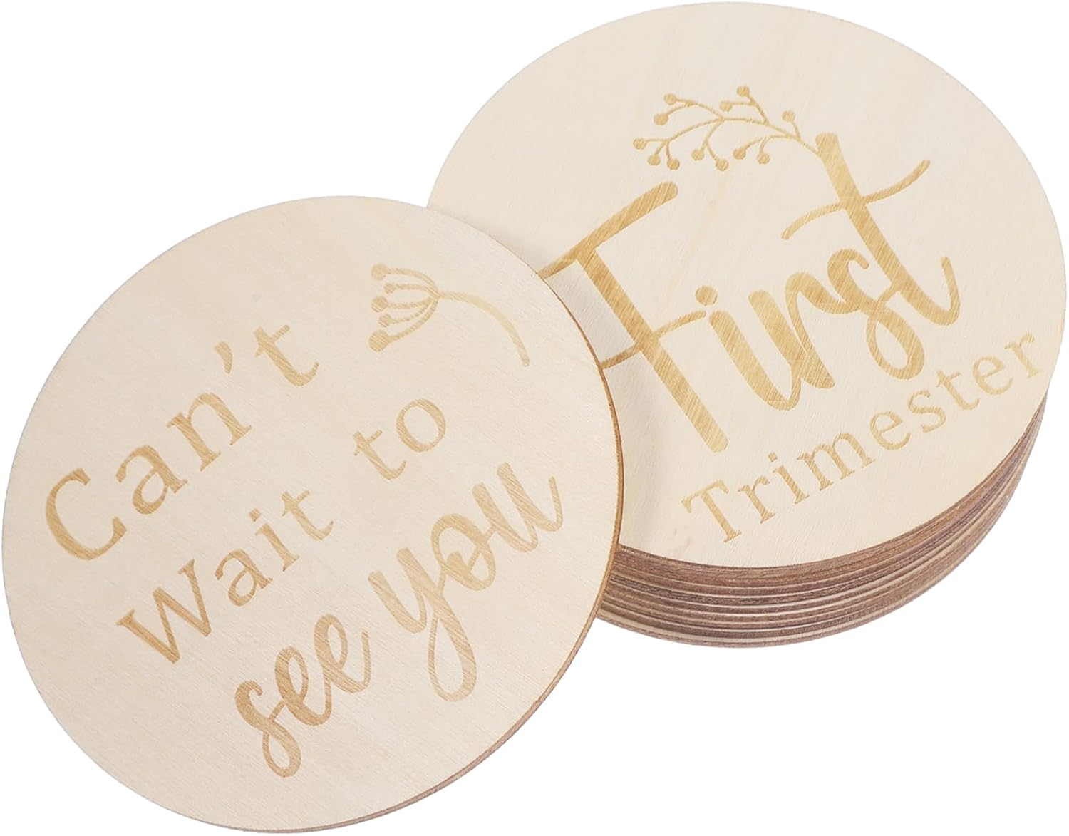 11Pcs Double Sided Wooden Weekly Milestone Discs Pregnancy Journey Milestone Markers Adorable Milestone Signs for Growth Tracking Shower Present and Photo Prop image number 4