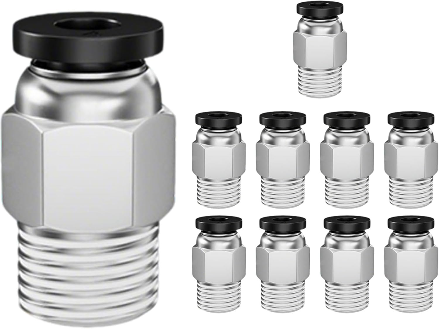 BGENHPON PC4-M10 Male Straight Pneumatic PTFE Tube Push in Quick Fitting Connector for E3D-V6 Bowden Extruder 3D Printer Accessories (10Pcs Pack)