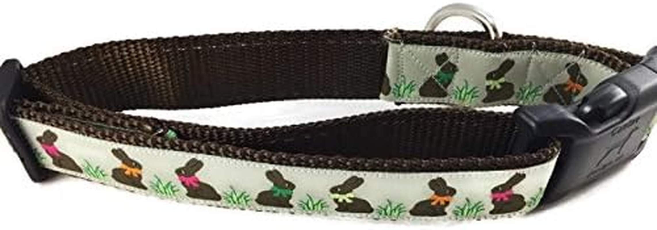 Easter Dog Collar, Caninedesign, Bunny, 1 Inch Wide, Adjustable, Nylon, Medium and Large (Chocolate Bunnies, Large 15-22") image number 2