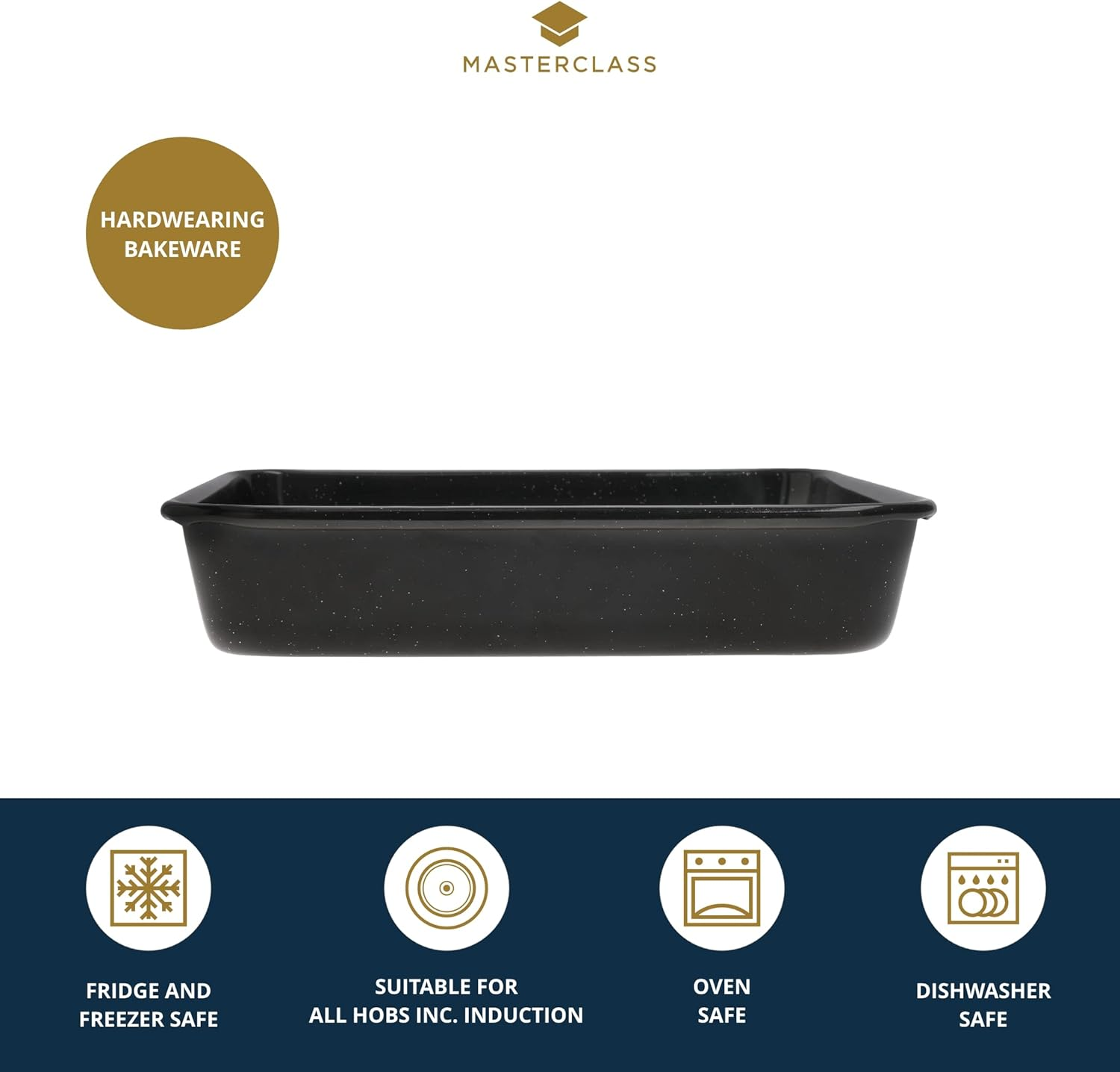 Masterclass Square Baking Tin, Scratch Resistant and Induction Safe Steel Oven Tray with Vitreous Enamel Coating, 23Cm (9 Inch), Black image number 4