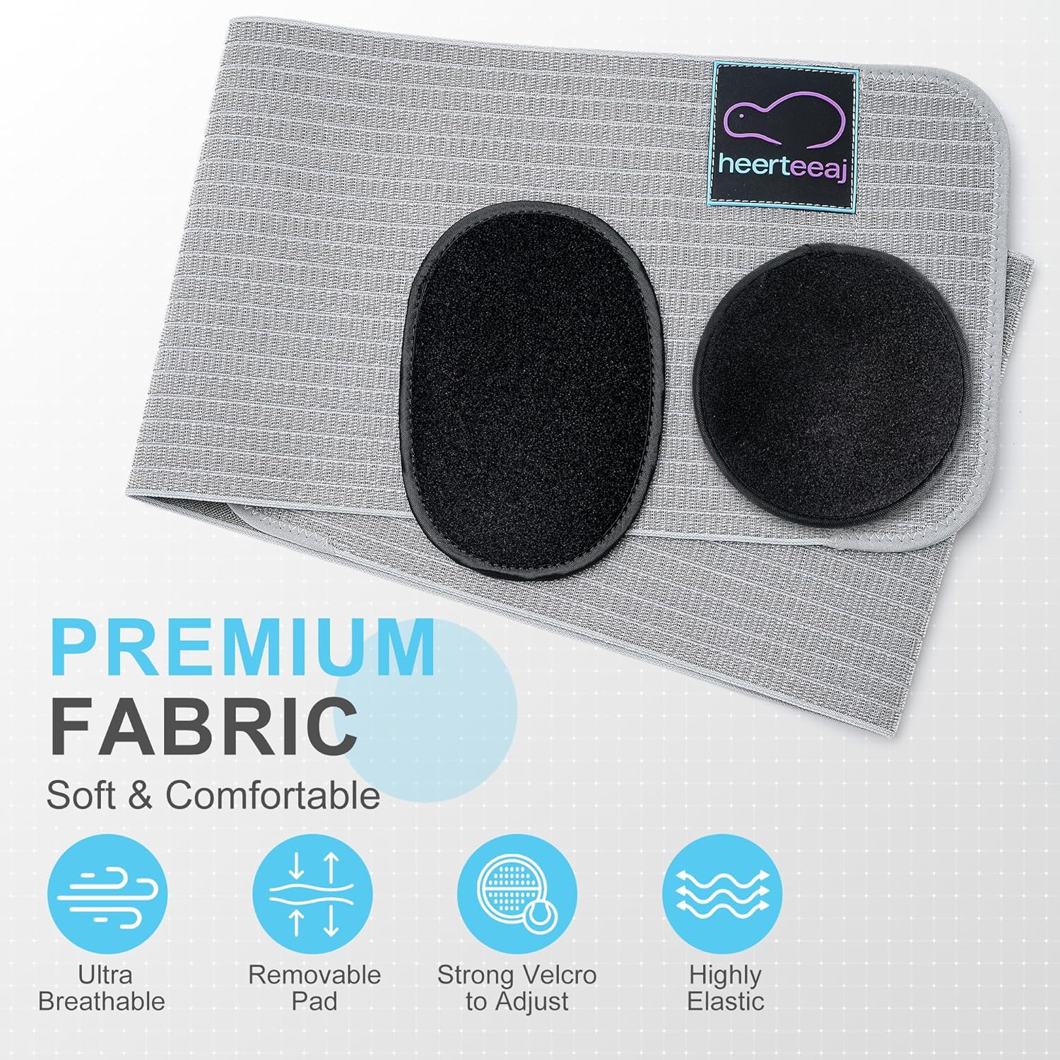 HEERTEEAJ Umbilical Hernia Belt - for Men and Women &ndash; Abdominal Hernia Binder for Belly Button Navel Hernia Support, Helps Relieve Pain - for Incisional, Epigastric, Ventral, & Inguinal Hernia image number 6