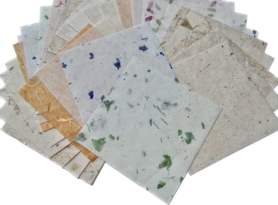 50 Sheets 6 X 6 Inches Natural Fiber Mullberry Tree Square Origami Paper Arts Folding Craft, Decoration Paper, Square Folding Paper DIY Crafts (Tamarind, Rice Straw Etc) image number 5