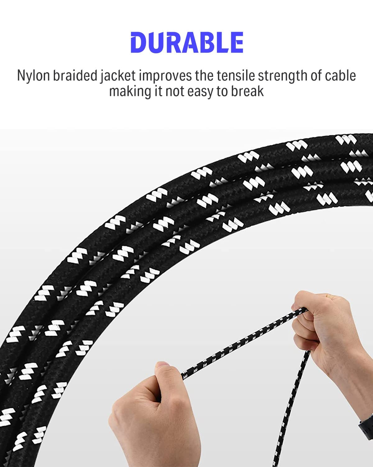 Guitar Lead 1M 3Ft, Premium Braided Guitar Cable,Electric Guitar Bass AMP Cable 1/4 Inch Jack Lead Right Angle to Straight Instrument Cable for Bass, Electric, Keyboard, Amp Etc, Easy Plug-And-Play image number 2