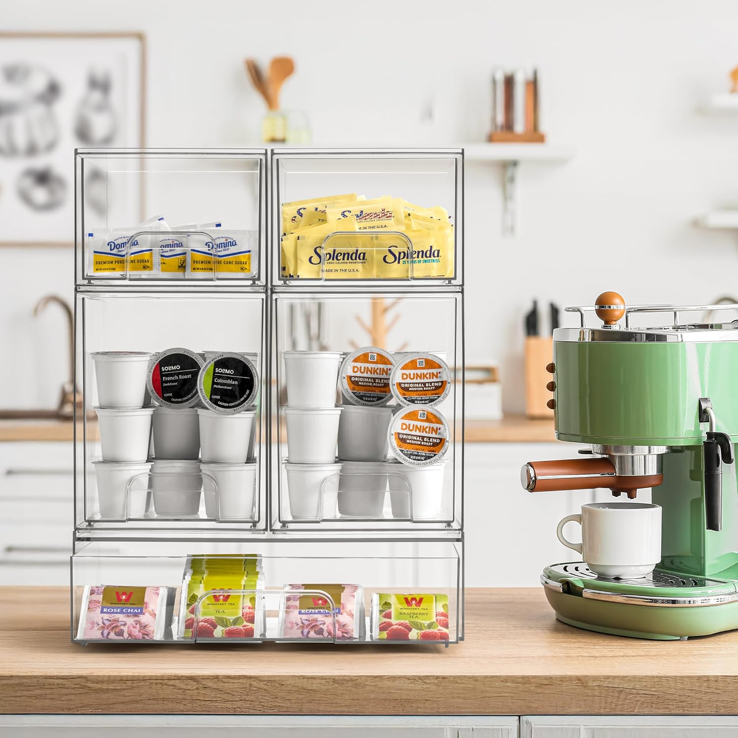 Sorbus Acrylic Storage Containers - 5 Pack, Stackable Storage Bins Set for Bathroom Organization - Clear Acrylic Drawer Organizers - Makeup Case Pull-Out Drawers (7.6&rsquo;&rsquo; and 4.4&rsquo;&rsquo; Tall and 12.1&rsquo;&rsquo; Wide) image number 5