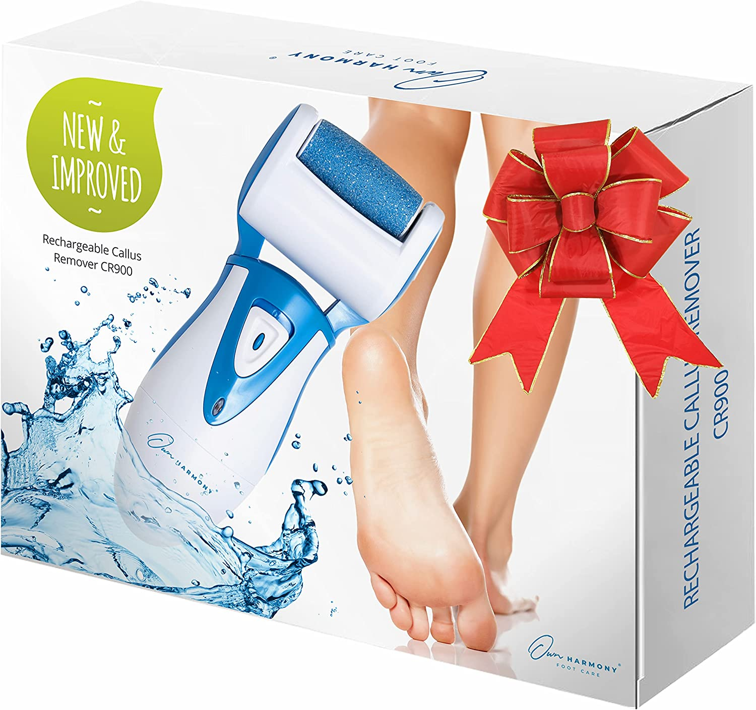 Electric Foot Callus Remover, Foot Scrubber: Own Harmony Rechargeable Mens Pedicure Kit Tools, Professional Feet File Hard Skin Remover, Best for Dead Skin and Cracked Heel Pedi Care Spa - 3 Rollers