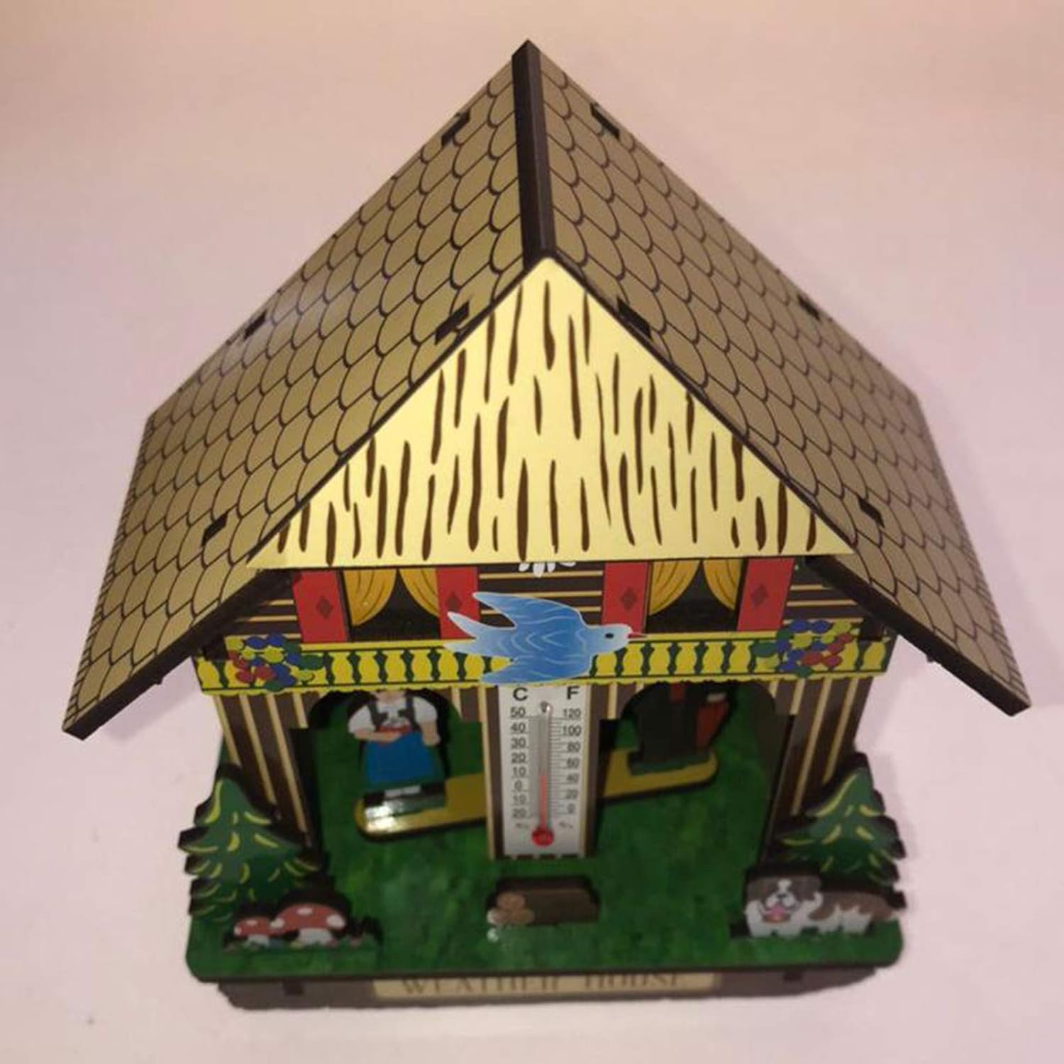 Wooden Indoor Hygrometer, Wall Hanging Temperature Humidity Monitor for Home, Bedroom, Kitchen, Patio, Wine Cellar, 14X6X13Cm image number 5