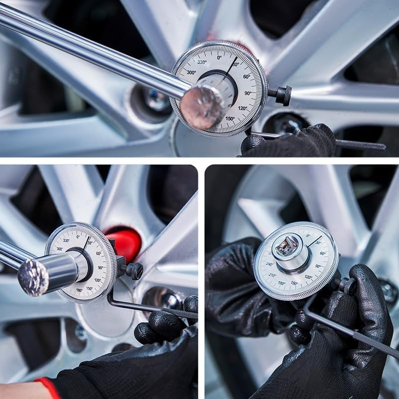 1/2 Inch Torque Wrench Angle Gauge Tool, 360&deg; Adjustable 1/2" Drive Torque Meter Wrench Set, Professional Measure Tool image number 2