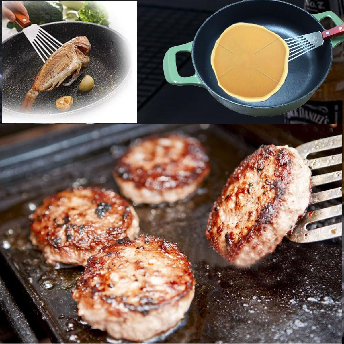 La Cuisine Fish Slotted Spatula Turner with Beveled Edged Stainless Steel, for Flipping Fish Egg Pancake Patties Fries. Blade 6.5", Size 11" image number 3