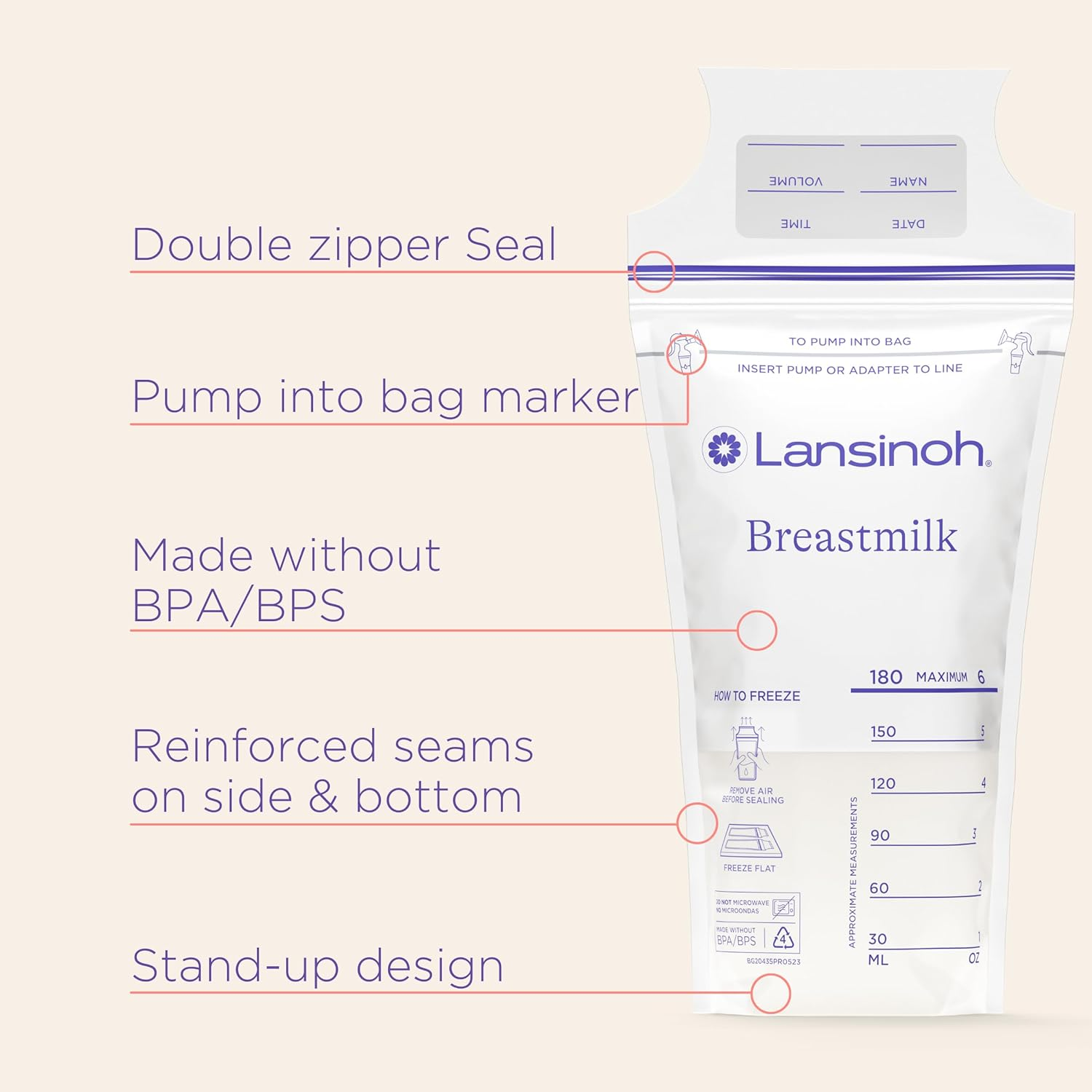 Lansinoh Breastmilk Storage Bags, 100 Count, BPA Free and BPS Free (Packaging May Vary) image number 5