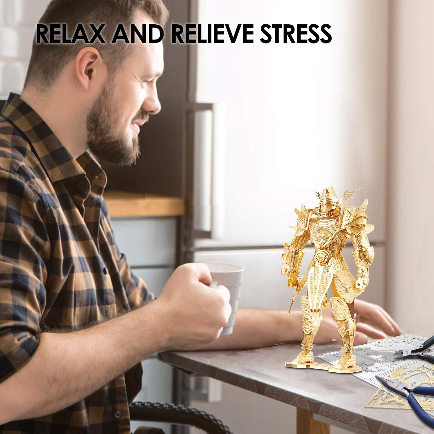 Piececool 3D Gundam Model Kits-Knight of Firmament, 3D Metal Puzzle DIY Craft Kit for Adults Stress Relief, Great Birthday Gifts for Teen Boys, 134 Pcs - Silver image number 6