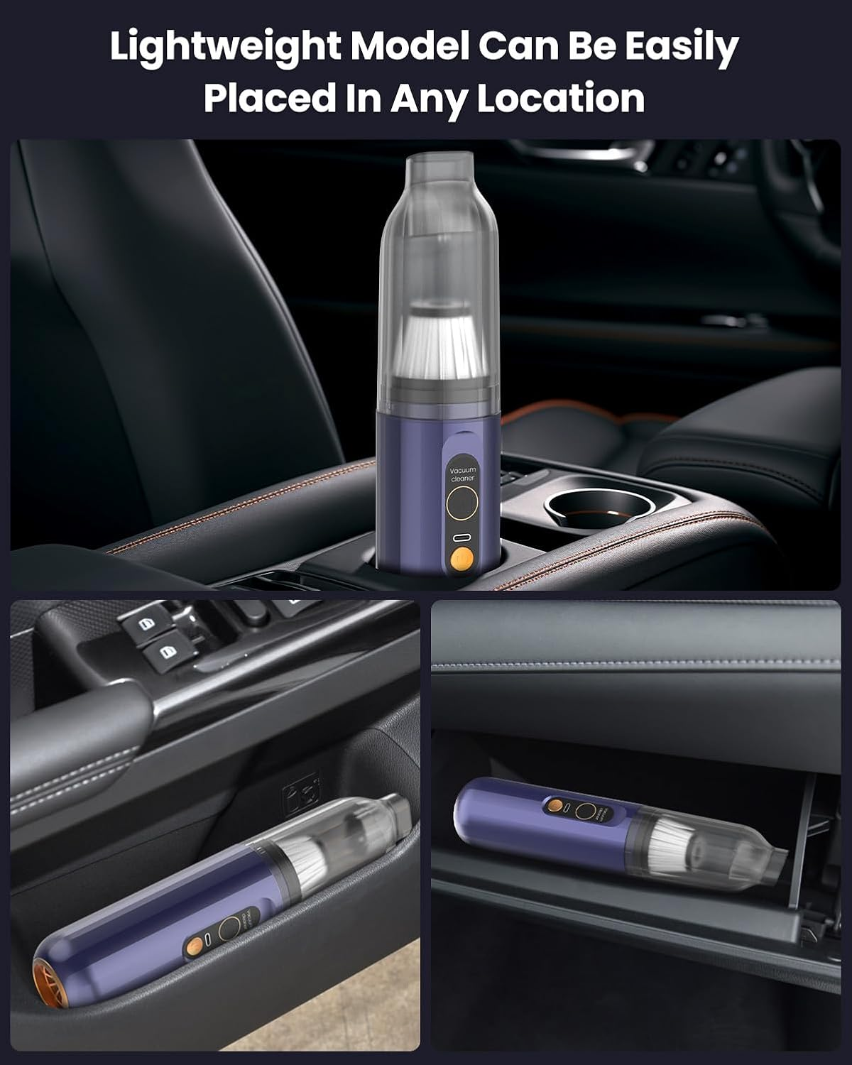 4-In-1 Handheld Car Vacuum Cleaner Cordless,15000Pa Portable Car Vacuum Cleaner with LED Display,Rechargeable Mini Dust Buster for Car, Home, Office Cleaning image number 3