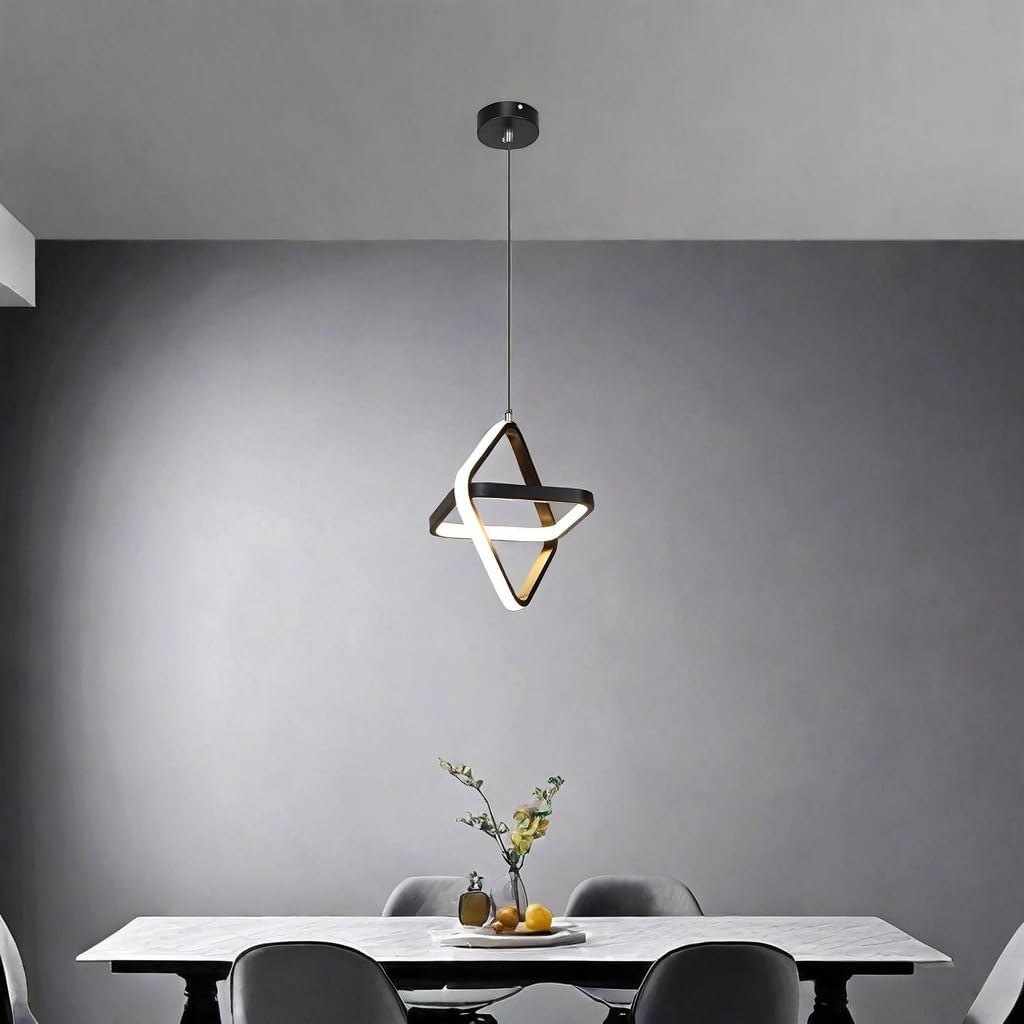 Modern Led Pendant Light Fixtures Island Adjustable Height Hanging Lights for Kitchen Dining Room Bedroom Living Room Foyer, Black
