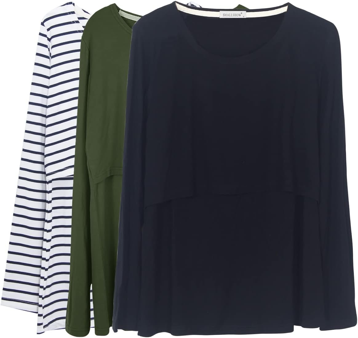 Smallshow Women'S Nursing Tops Short Sleeve Shirts for Breastfeeding 3-Pack