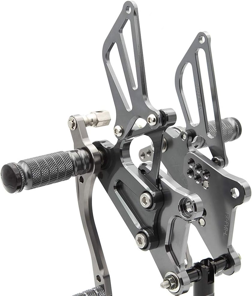 FXCNC CNC Billet Motorcycle Rearset Foot Pegs Rear Set Footrests Fully Adjustable Foot Boards Compatible with VFR400 NC30 RVF400 NC35 - Black image number 3