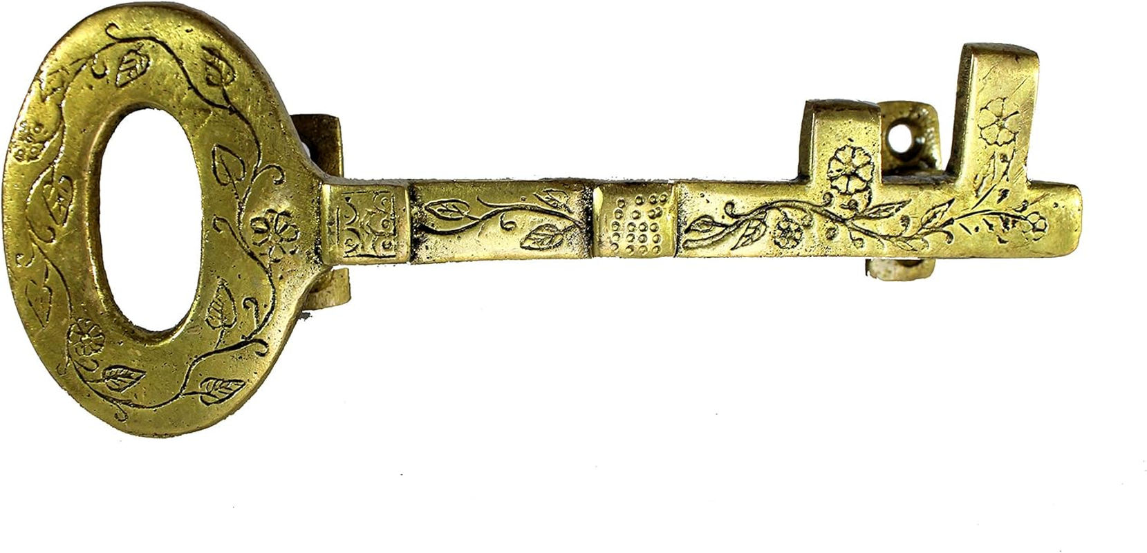 Esplanade - 7.5" Treasure Key Design Brass Door/Cabinet Handle | Home Decor | Door Decor | Single Piece Brass Door Handle | Single Piece Brass Door Pulls (Key Design Door Handle) image number 1