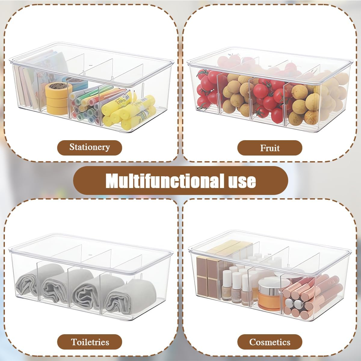 2 Pcs Plastic Tea Box, Clear Lid Tea Bag Storage with 4 Drawers and 2 Stickers, Easy Access Tea Bag Organizer with Compartments, Coffee Storage for Tea Bags Sugar Sachets image number 4