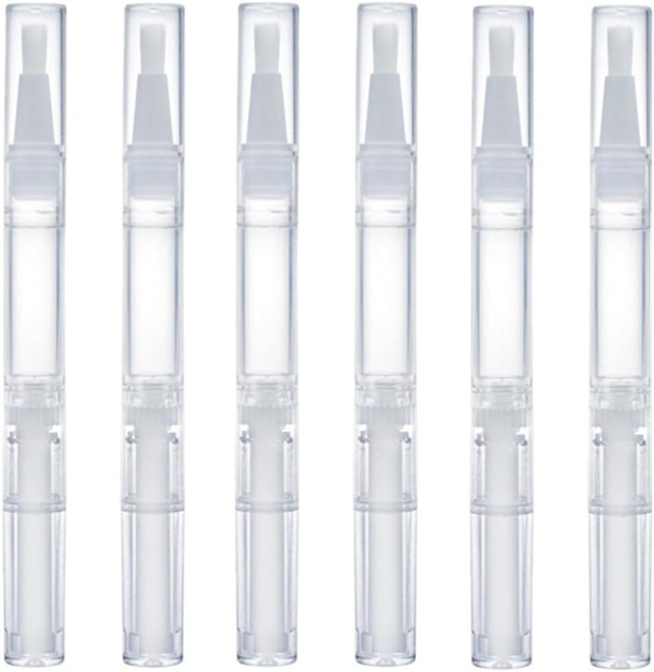 6 Pcs Cosmetic Container Pen, 3 Ml Empty Transparent Twist Pen with Brush Tip, Cosmetic Lip Gloss Containers,Applicators, Loaded Foundation Liquid, Nail Polish, Essence, Eyelash Growth Liquid, Etc image number 2