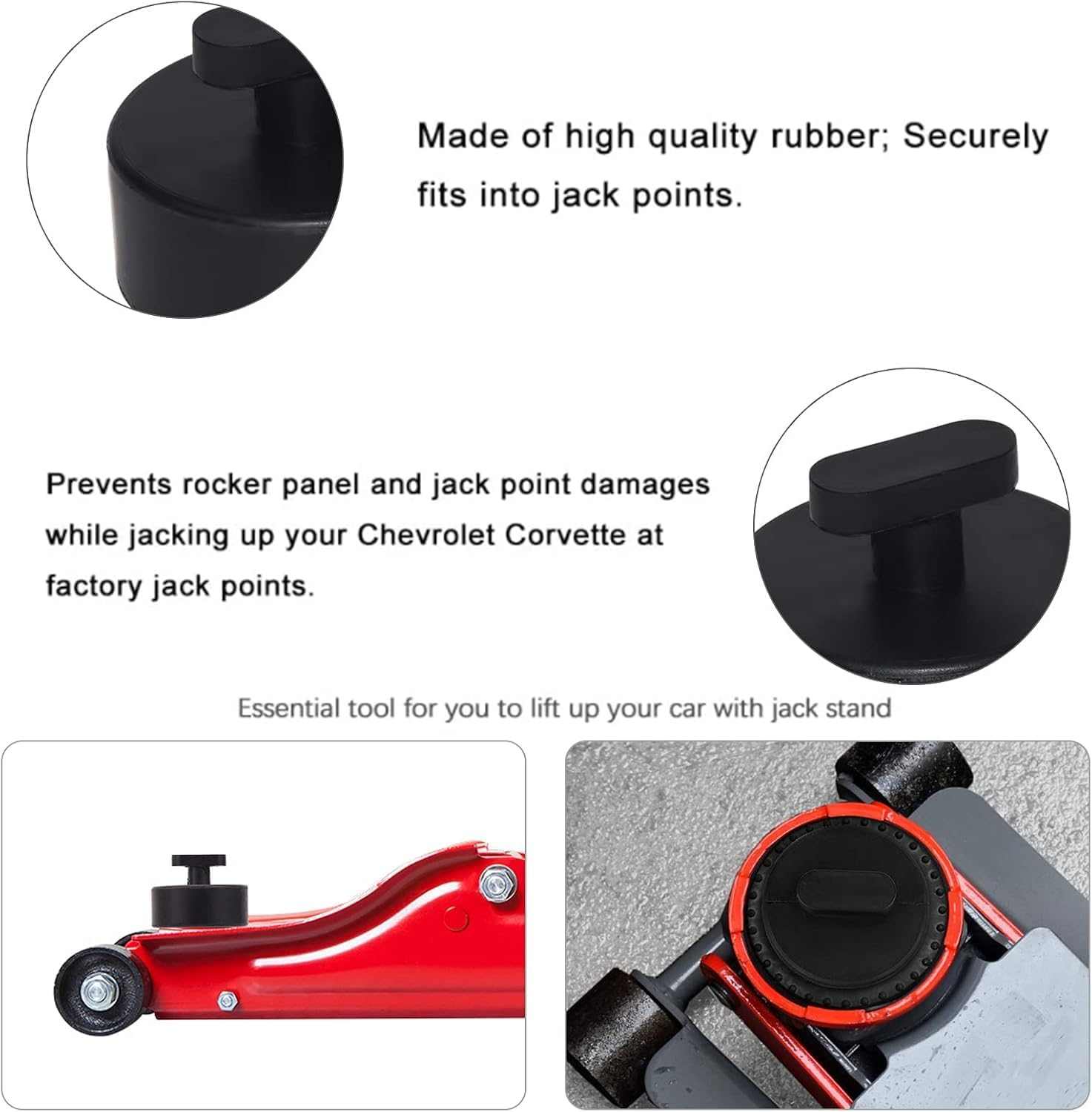 4Pcs Jack Pads Compatible with Corvette, Non-Slip Rubber Pucks Design to Safe Lifting of C5 C6 C7 C8 GS Models, Essential Garage Accessories for Corvette Owners image number 5
