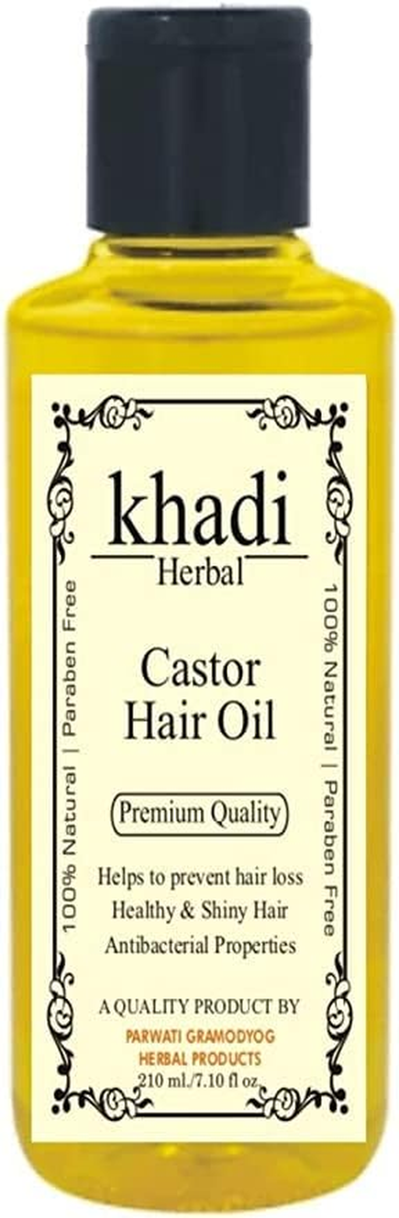 Khadi Herbal Cold Pressed Castor Oil - Pure & Virgin Grade - for Healthy Hair and Skin (210 ML). image number 1