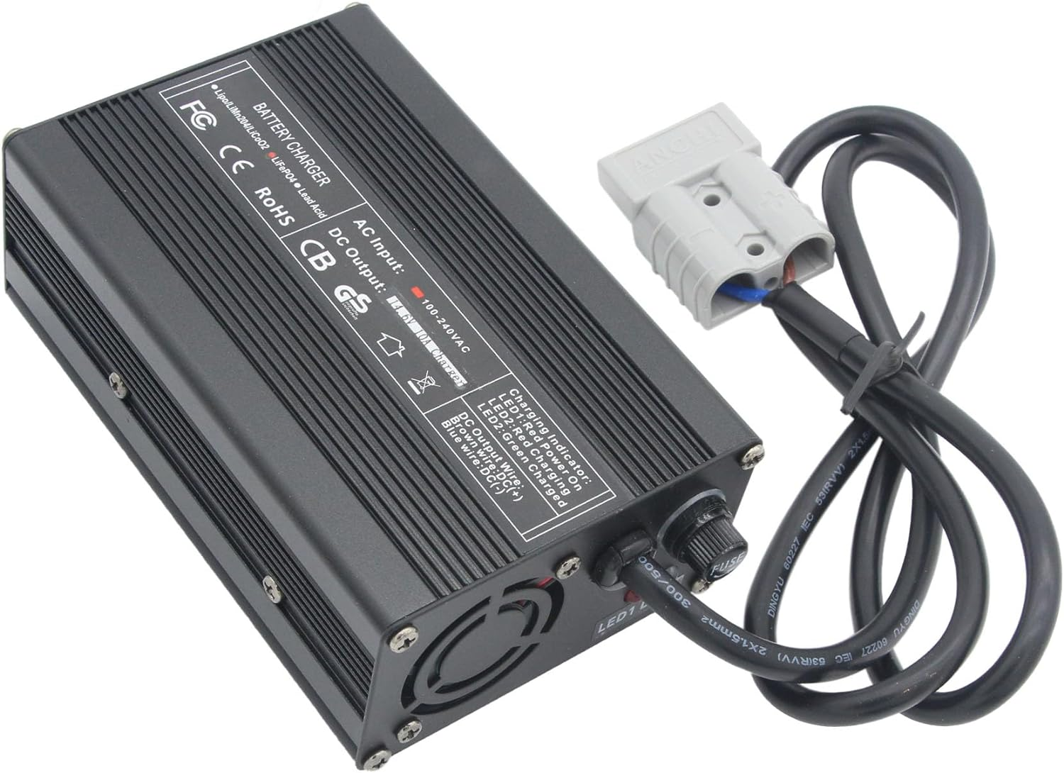 DIGISHUO 14.6V 10A Lifepo4 Battery Charger with Anders Plug, 14.6V Lifepo4 Charger Multi-Stage Intelligent Maintainer for 12V Lithium Iron Phosphate Batteries image number 4