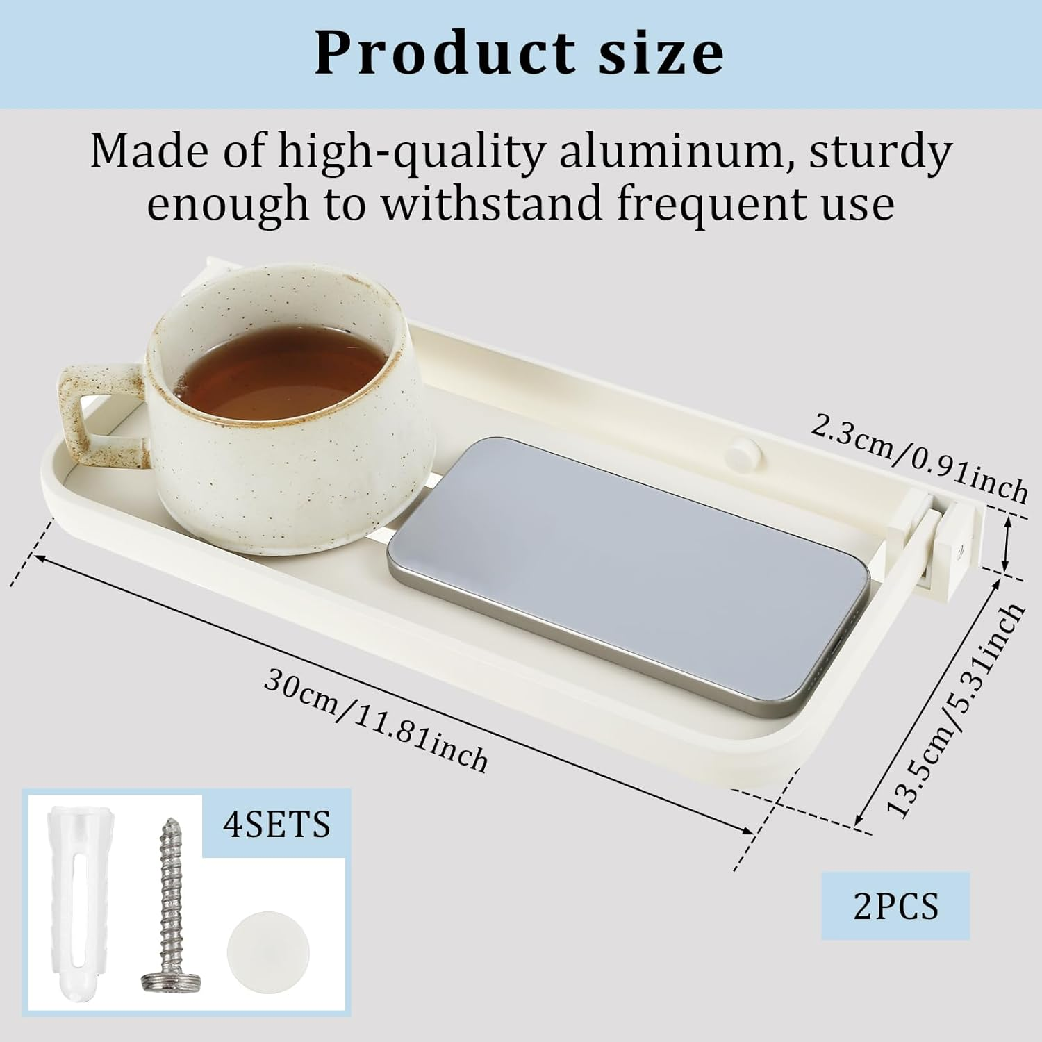 2Pcs RV Aluminum Foldable Shelf, Wall Mounted RV Floating Shelf, Space Saving Compact Fold down Shelf Shelf, Versatile RV Floating Shelf for Camper Car,Caravans Bathroom, Laundry Room,Easy Install image number 6