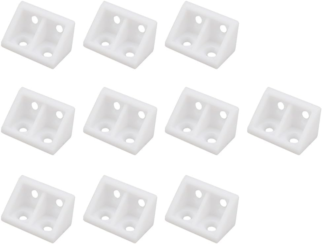 Sagasave L Angle Brackets, Plastic Furniture Corner Brace Shelf Support, 90 Degree Brackets, 10 Pieces, 33*19Mm, White, Corner Mount