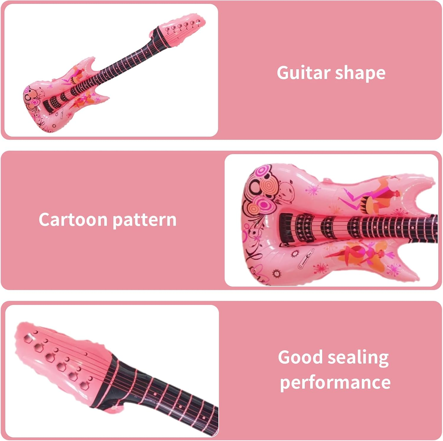 Homiliky 12 Pcs Inflatable Guitar,Inflatable Musical Instrument Blow up Guitar Rock Star Toy,Inflatable Rock Guitar Inflatable Party Props for Kids Adults Birthday Gifts Party Decorations (90X30 Cm) image number 4