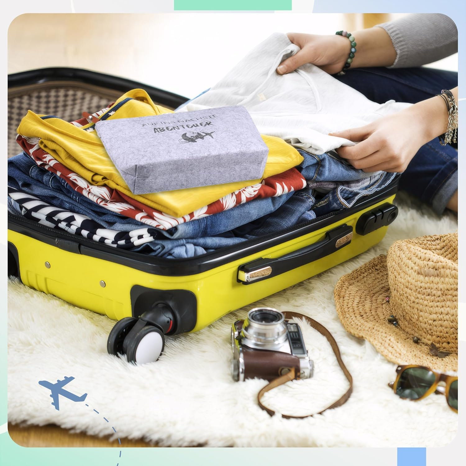 Lucky Charm Keyring Travel Felt Cosmetic Bag Abroad Year Farewell Gift Gifts for Travellers with Guardian Angel Aeroplane Pendant Lucky Charm Travel, Gray, Modern image number 4