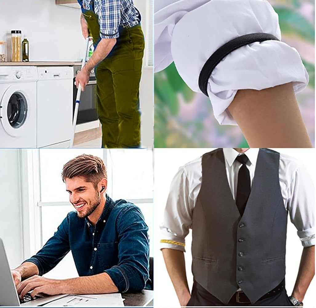 3 Pairs Shirt Anti-Slip Sleeve Holders，Sleeve Garters，Stretchy Metal Armbands，Fixing Long Sleeves for Men Women image number 2