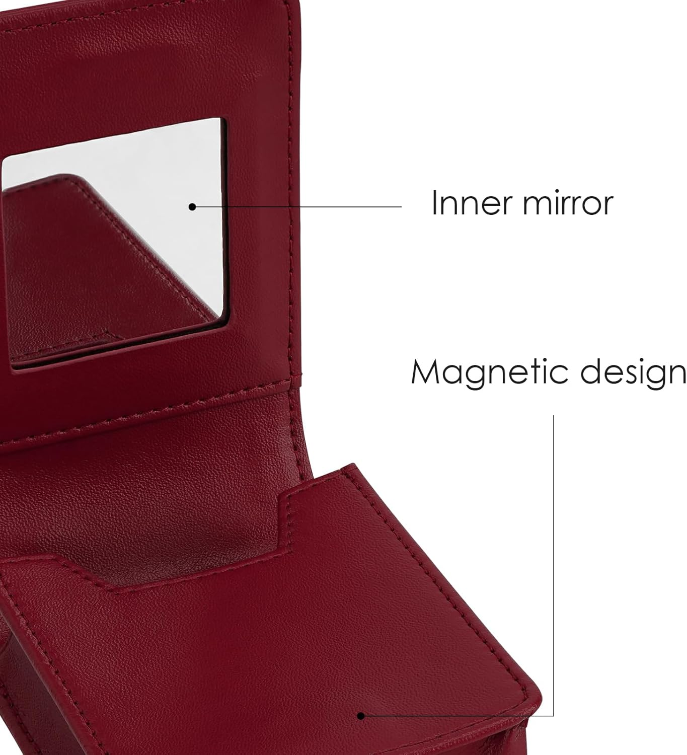 JANKOW Lipstick Case with Mirror for Purse, Mini Holder Purse, Small Cosmetic Bag for Lipsticks, Travel Lipstick Pouch, Portable Makeup Cosmetic Pouch (1Pcs Red) - White image number 5