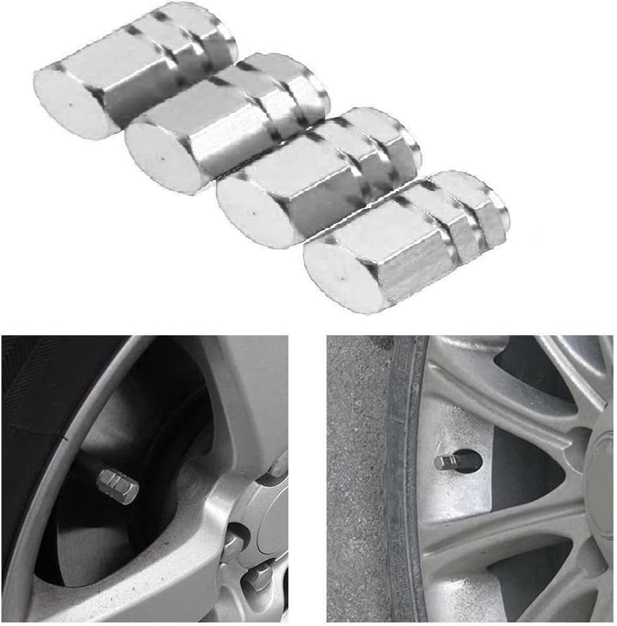 4X Silver Wheel Tyre Tire Valve Stems Air Dust Cover Screw Caps Car Truck Bike image number 2