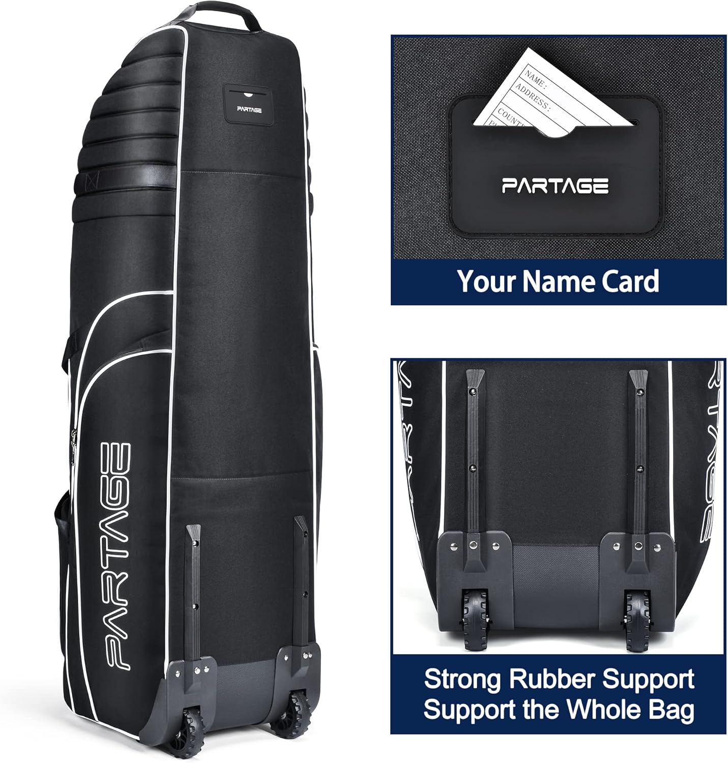 Golf Travel Bag with Wheels, 900D Heavy Duty Oxford Fabric Golf Travel Case for Airlines-Black image number 4