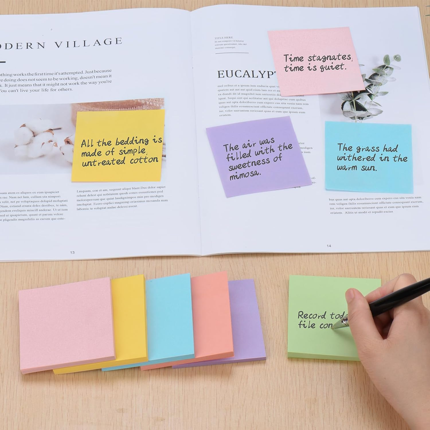ZCZN 12 Pads Pastel Coloured Sticky Notes Jeju Colour, 60 Sheets per Pad, Use as Reminders, To-Do, Memos